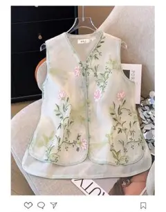 超人気商品 刺繍 ベスト トップス 夏にぴったり ゆったり エレガント 綺麗め