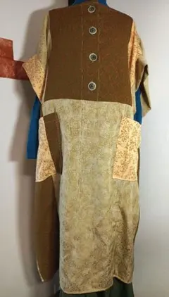 三種の着物リメイク/でかボタンのチュニックワンピース