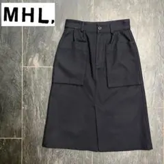 MHL. マーガレットハウエル　ウールコットン　フレアスカート　ブラック　Ⅱ