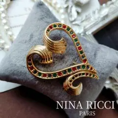 NINA RICCI ニナリッチ オープンハート ブローチ ゴールド フランス