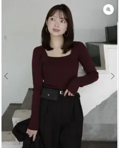 anuans シルクカシミアブレンドデコルテリブニット