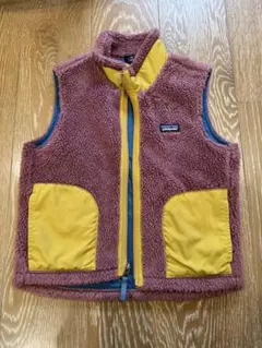 パタゴニア フリースベスト XS 紫/黄色　XS 5-6歳