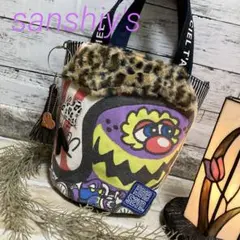 143 デニムリメイクバック　　丸底バケツ型トートバック