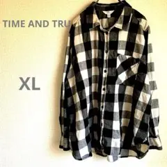 TIME AND TRU 長袖シャツ 【XL 】ブラック・ホワイトチェック
