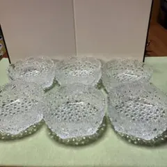 未使用 HOYA クリスタルガラスカットボウル　亀甲つなぎ紋 ガラス鉢　6個