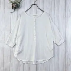 ☆ ハッシュアッシュ (M) カットソー シャツ 五分袖 ホワイト 美品