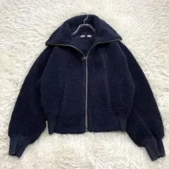 2141 ユニクロ フリースブルゾン 短丈 ボアジャケット 防寒 スタンドカラー