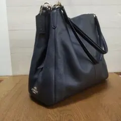 COACH ネイビー レザー ショルダーバッグ