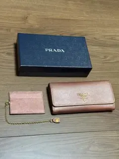 【正規品】PRADA サフィアーノ 長財布 ピンク ゴールド 美品 パスケース