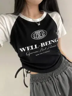 バイカラー ラグラン ロゴTシャツ ドロスト仕様