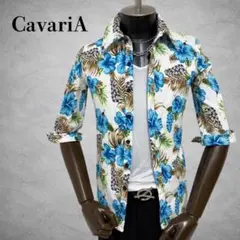 cavariA 総柄シャツ　七分袖シャツ　花柄シャツ　トップスのサムネイル