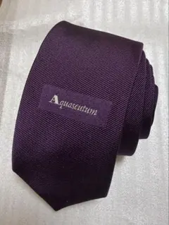 超美品 クリーニング済み Aquascutum ネクタイ パープル 無地