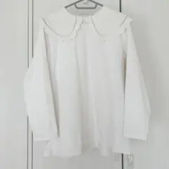yori ヨリ スカラップカラーロンTee 襟付き 長袖 カットソー Tシャツ yori スカラップカラーロンTee ネイビー F - メルカリ