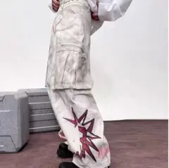 EMOBROTHER似　炎デザイン カジュアルワイドパンツ