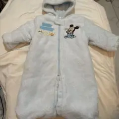 ミッキーマウス フリースロンパースライトブルー