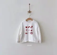 fondue トレーナー ホワイト いちご柄　S M