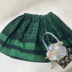 RED VALENTINO ローズ柄 フレアスカート グリーン 40のサムネイル