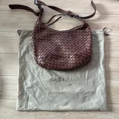 サザビー SAZABY 編み込み　レザー　ショルダーバッグ　革　ブラウン