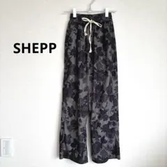 SHEPP フラワー 柄 ワイド パンツ グレー　Ｍ