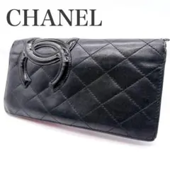 CHANEL カンボンライン 長財布 ブラック ピンク マトラッセ ココマーク