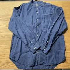 無印良品　ネイビー リネン長袖シャツ XL