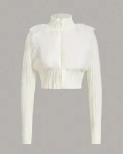 SHEIN ICON 無地柄 ジップフロント クロップ ファジー カーディガン