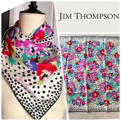 NO.8-144 Jim Thompson 花柄スカーフ　正方形シルク100