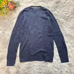 バナナリパブリック　ニット　メンズ　【M】ネイビー　コットン　クルーネック　長袖