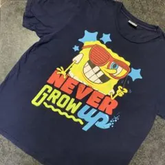 スポンジボブ NEVER GROW UP Tシャツ 4L ネイビービックサイズのサムネイル