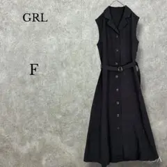 グレイル【F】2Wayベルト付きオープンカラーワンピース フレア ロング丈