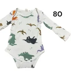 恐竜と鳥のプリントロンパース 80
