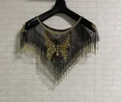 蝶の刺繍 ブラック ゴールド ストールのサムネイル