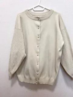 CRAFTSTANDARD パールボタンメッシュ切替2WAYカーディガン