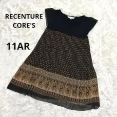美品RECENTURE CORE'S 半袖ワンピースひざ丈　ブラック　11AR