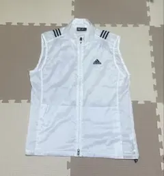 【未使用級】アディダスゴルフ 軽量 リップストップ ジップアップベスト M 白