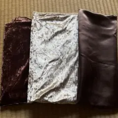 クラッシュベロアとサテン生地 3枚セット ハギレ