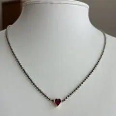 925シルバーハートモチーフ ネックレス レッドストーン # 4413 - メルカリ