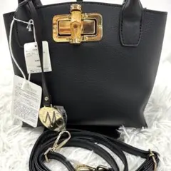 M‘S GRAZY　バンブー金具　ミニバッグ　ロゴチャーム付　ハンドバッグ