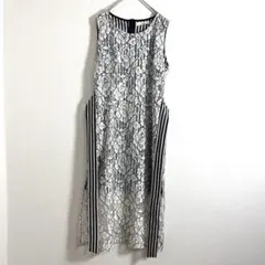 et Alors エアロール 花柄レース ストライプワンピース ノースリーブ美品