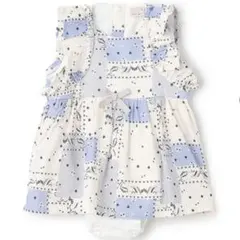 プティマイン 花柄シャーリングワンピース ロンパース 80