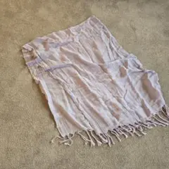 薄紫色 フリンジ付き ストール