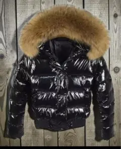 Y2K 平成ギャル ブラックダウンジャケット・リアルファー付き