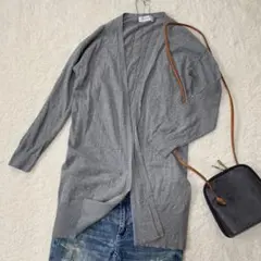 ロングカーディガン　グレー【M】OPAQUE.CLIP 収縮性あり