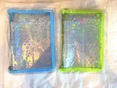 リフィル10枚付きA5 シール帳 ホログラム 星 バインダー 水色 蛍光イエロー