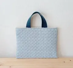 ギンガムチェック　キルティングバッグ・サブバッグ・エコバッグ・レッスンバッグ