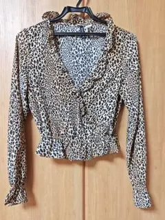 H&M DIVIDED ヒョウ柄長袖ブラウス EUR 36 Мサイズ