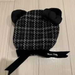 USJ ユニバ ハローキティ ベレー帽 ツイード 黒