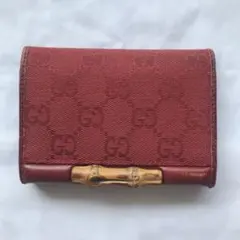 GUCCI レッド名刺入れ カードケース　バンブーアクセントのサムネイル