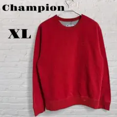 古着Champion 赤 ワンポイントロゴ XLサイズ スウェット トレーナー