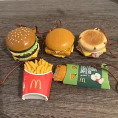 マクドナルド・ストラップ５セット（ビッグマック・ポテト・アップルパイ等）